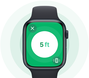 Apple Watch Series 9 showing Precision Finding of an iPhone