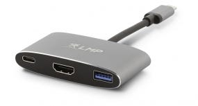 LMP USB-C (m) to HDMI (4Kx2K) (f) + USB 3.0 (f) & USB-C charging port multiport Adapter, Aluminium, space grey