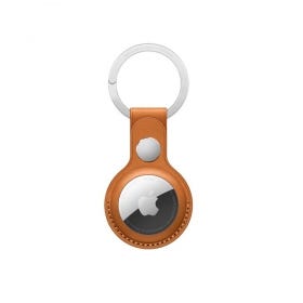 AIRTAG LEATHER KEY RING GOLDEN BROWN-ZML