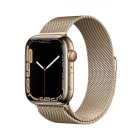 Apple Watch Series 7 GPS + Cellular, 45mm Gold Stainless Steel Case with Gold Milanese Loop