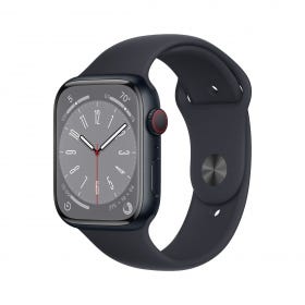 Apple Watch Series 8 GPS + Cellular 45mm Midnight Aluminium Case with Midnight Sport Band - Regular