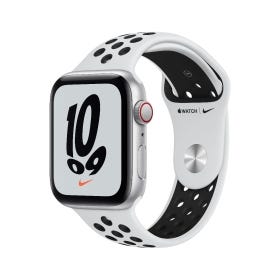Apple Watch Nike SE GPS + Cellular, 44mm Silver Aluminium Case with Pure Platinum/Black Nike Sport Band - Regular