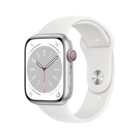 Apple Watch Series 8 GPS + Cellular 45mm Silver Stainless Steel Case with White Sport Band - Regular