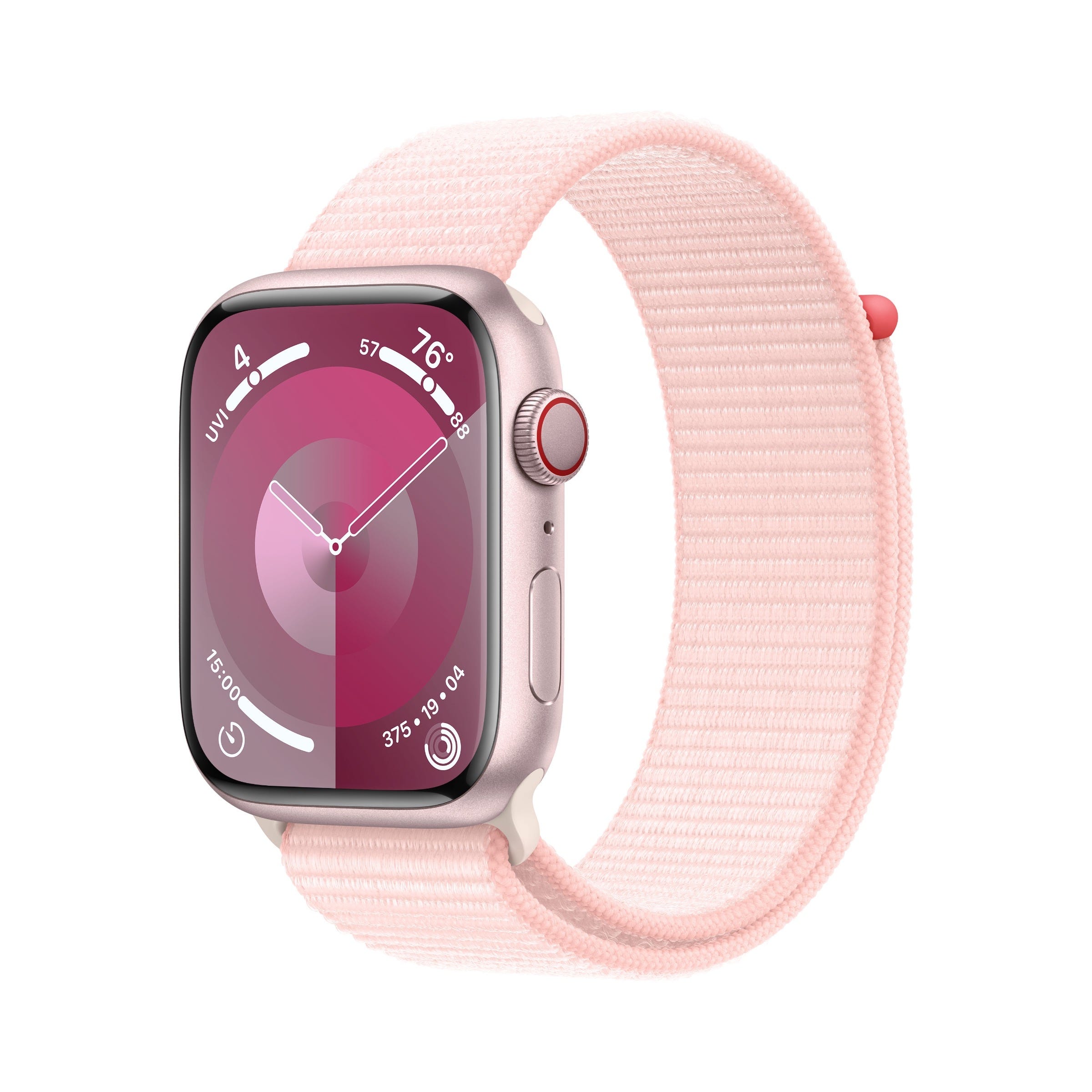 Apple Watch Series 9 GPS Cellular 45mm Pink Aluminium Case with Light Pink Sport Loop
