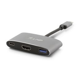 LMP USB-C (m) to HDMI (4Kx2K) (f) + USB 3.0 (f) & USB-C charging port multiport Adapter, Aluminium, space grey