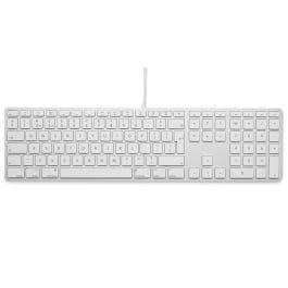 LMP USB Tastatur KB-1243 mit Zahlenblock, 110 Tasten, 2x USB, Aluminium, UK EN Int Layout, silver