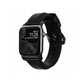 Armband Strap Traditional Leder, schwarz, 42/44 mm, Nomad