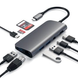 Satechi USB-C Aluminium Multiport Adapter mit 4K mini DisplayPort, 4K HDMI, Ethernet, Ladefunktion,