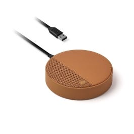 Lexon Oslo Energy+ - 10W Qi Charging Station - 5W Bluetooth Speaker - Brown-Gold
