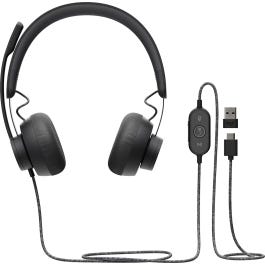 LOGITECH Zone Wired MSFT Teams Headset on-ear wired USB-C graphite Certified for Microsoft Teams