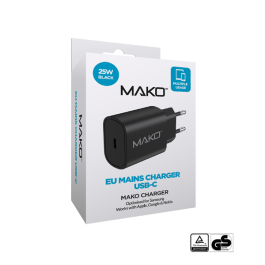 USB-Charger 100-240V  1x USB-C max. 25W  Mako 25W Charger USB-C Black