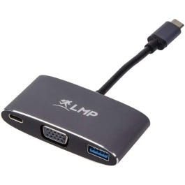 LMP USB-C (m) to VGA & USB 3.0 (f) & USB-C charging multiport adapter, aluminum housing, space gray