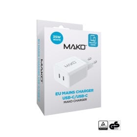 USB-Charger 100-240V  2x USB-C max. 35W  Mako 35W Charger USB-C/USB-C White