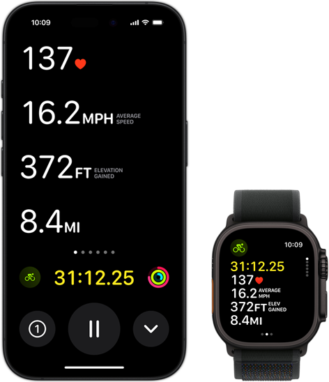 Un’attività in tempo reale che mostra i parametri dell’allenamento in bici sia su Ultra 2, sia sull’iPhone
