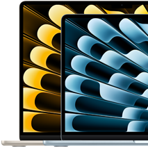 Zwei MacBook Air Laptops zeigen die Grössenrelationen der Displays: 13.6